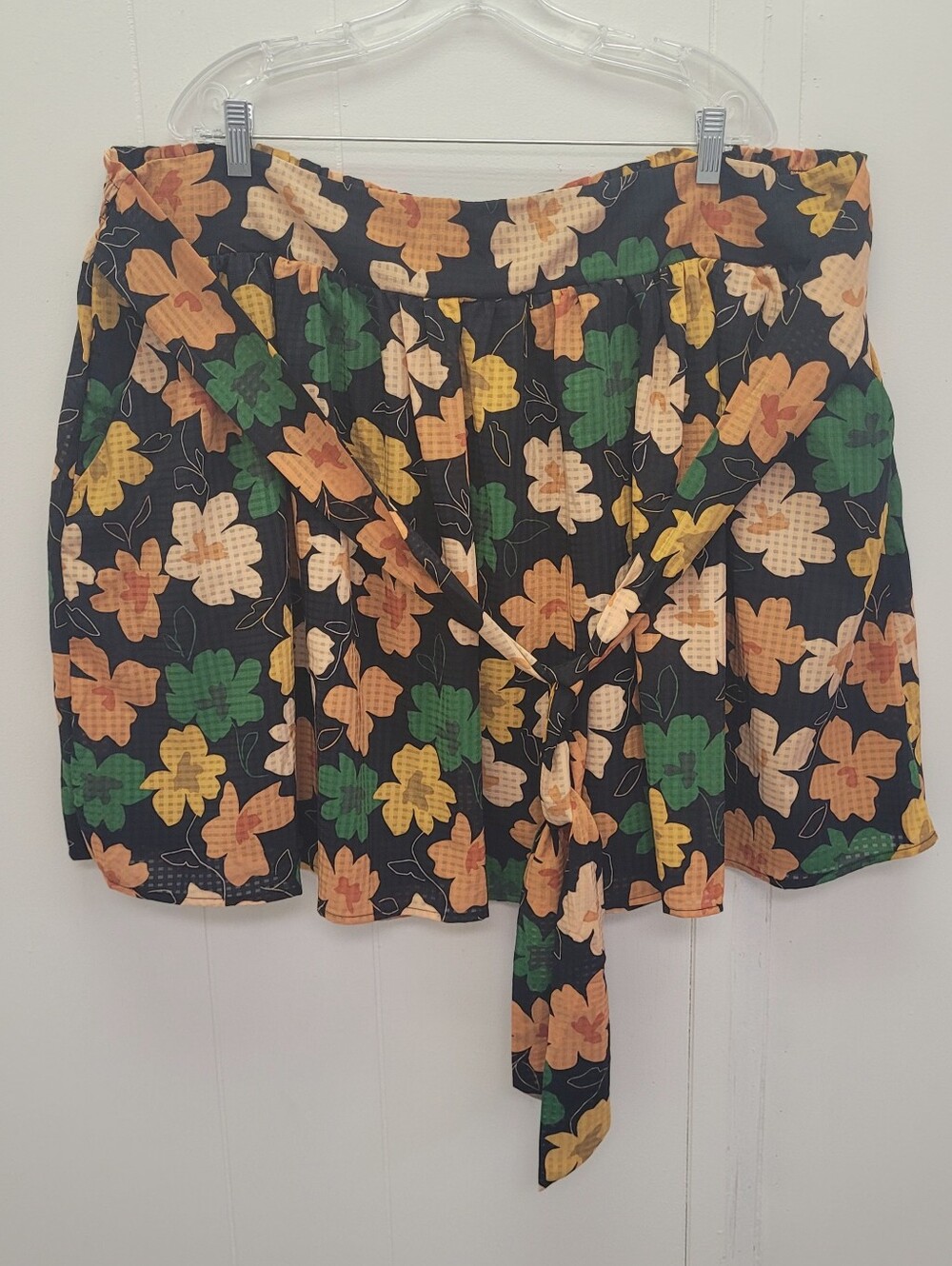 Who What Wear Floral Tie Front Mini Skirt